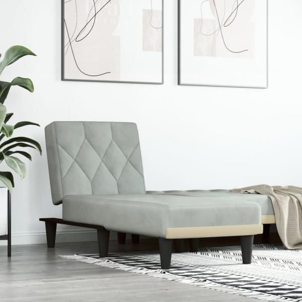 ARDEBO.de - Chaiselongue Hellgrau Samt