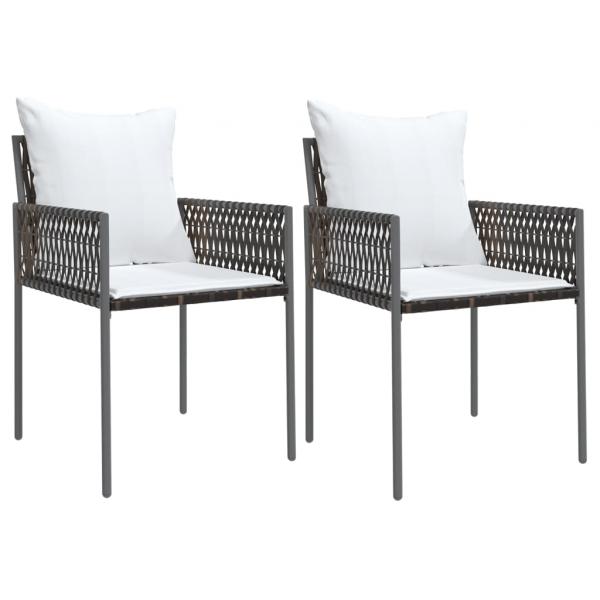 3-tlg. Garten-Essgruppe mit Kissen Poly Rattan und Stahl