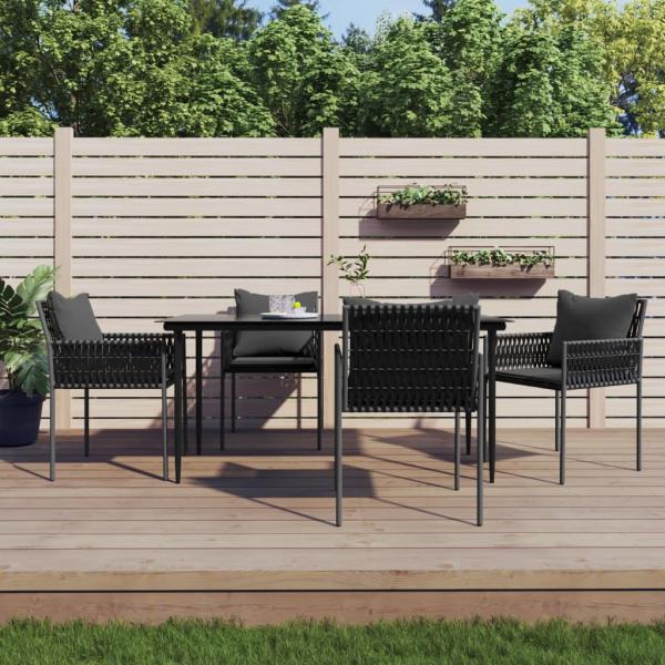 ARDEBO.de - 5-tlg. Garten-Essgruppe mit Kissen Poly Rattan und Stahl