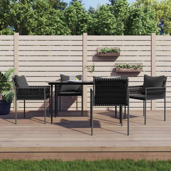 ARDEBO.de - 5-tlg. Garten-Essgruppe mit Kissen Poly Rattan und Stahl