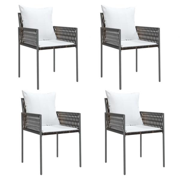 5-tlg. Garten-Essgruppe mit Kissen Poly Rattan und Stahl