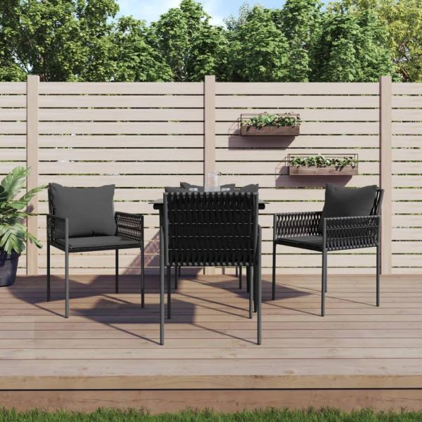 ARDEBO.de - 5-tlg. Garten-Essgruppe mit Kissen Poly Rattan und Stahl