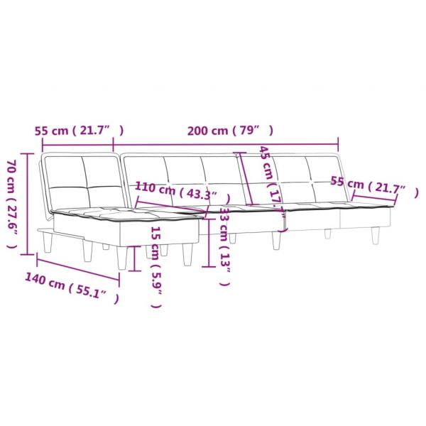 Schlafsofa in L-Form Dunkelgrau 255x140x70 cm Stoff
