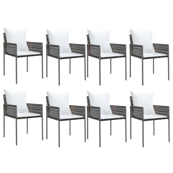 9-tlg. Garten-Essgruppe mit Kissen Poly Rattan und Stahl