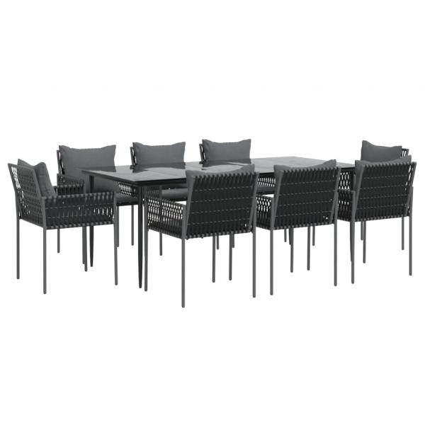 9-tlg. Garten-Essgruppe mit Kissen Poly Rattan und Stahl