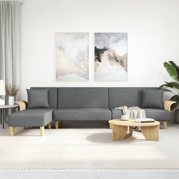 ARDEBO.de - Schlafsofa in L-Form Dunkelgrau 279x140x70 cm Stoff