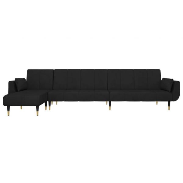 Schlafsofa in L-Form Schwarz 275x140x70 cm Samt