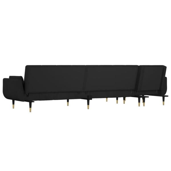 Schlafsofa in L-Form Schwarz 275x140x70 cm Samt