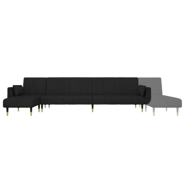 Schlafsofa in L-Form Schwarz 275x140x70 cm Samt