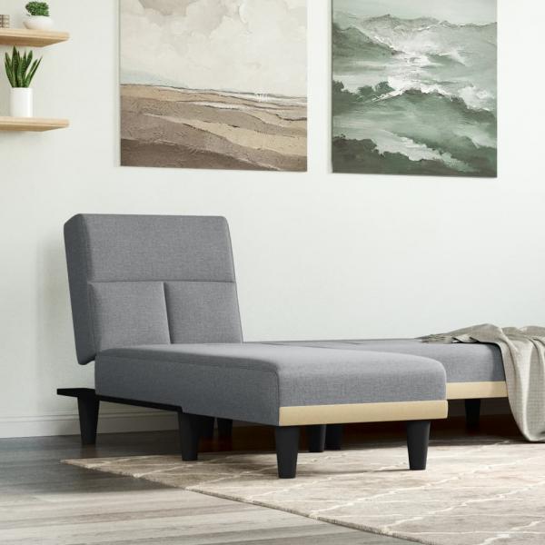 ARDEBO.de - Chaiselongue Hellgrau Stoff