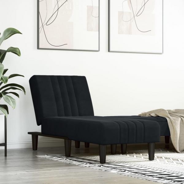 ARDEBO.de - Chaiselongue Schwarz Samt
