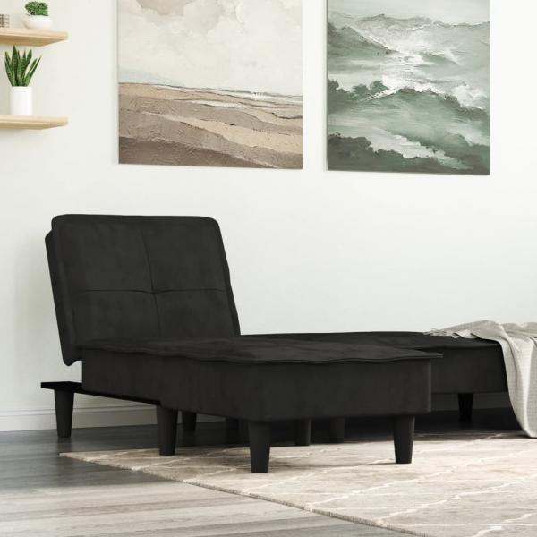 ARDEBO.de - Chaiselongue Schwarz Samt