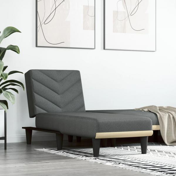 ARDEBO.de - Chaiselongue Dunkelgrau Stoff