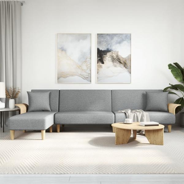 ARDEBO.de - Schlafsofa in L-Form Hellgrau 279x140x70 cm Stoff