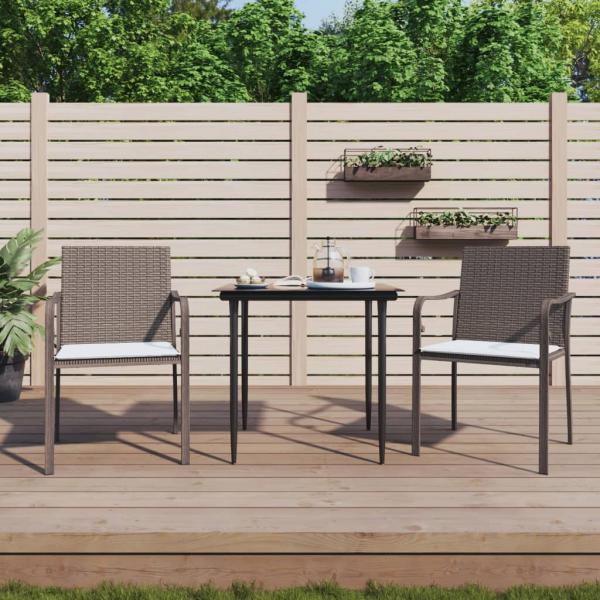 ARDEBO.de - 3-tlg. Garten-Essgruppe mit Kissen Poly Rattan und Stahl