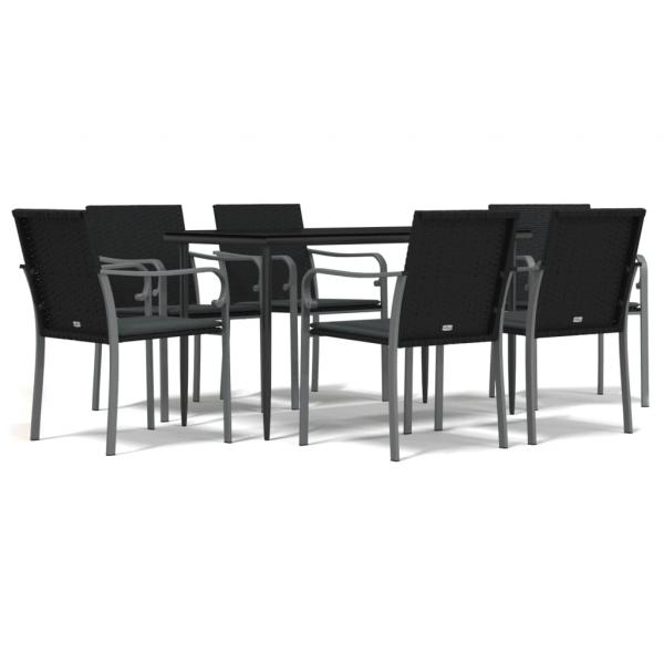 7-tlg. Garten-Essgruppe mit Kissen Poly Rattan und Stahl
