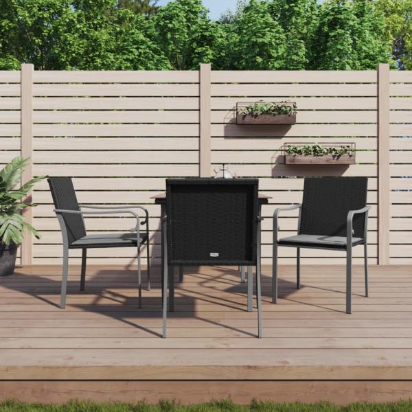 ARDEBO.de - 5-tlg. Garten-Essgruppe mit Kissen Poly Rattan und Stahl