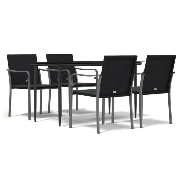 5-tlg. Garten-Essgruppe mit Kissen Poly Rattan und Stahl