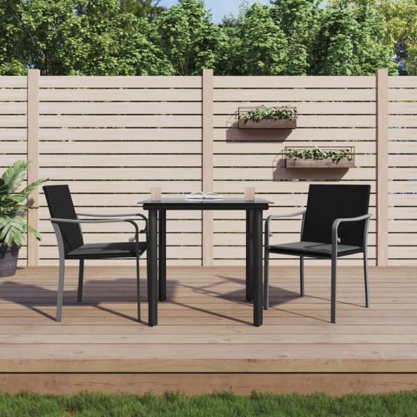 ARDEBO.de - 3-tlg. Garten-Essgruppe mit Kissen Poly Rattan und Stahl