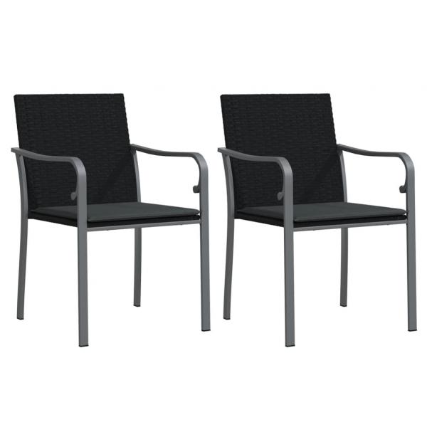 3-tlg. Garten-Essgruppe mit Kissen Poly Rattan und Stahl