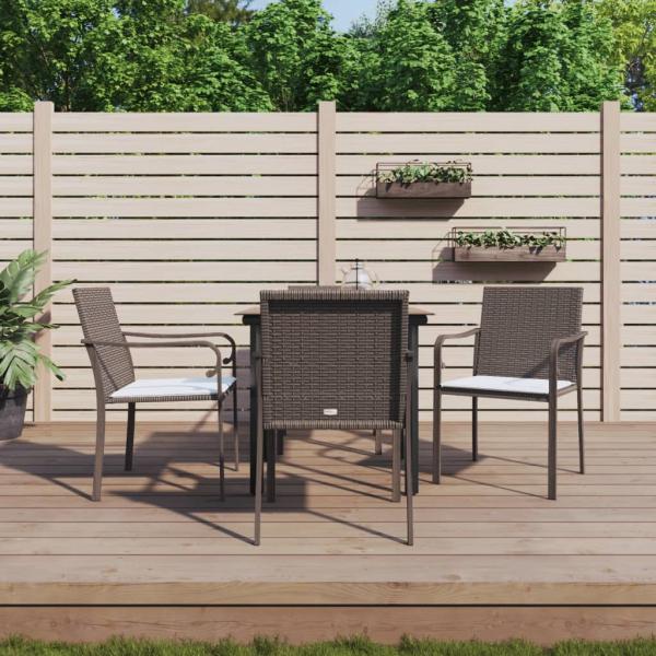 ARDEBO.de - 5-tlg. Garten-Essgruppe mit Kissen Poly Rattan und Stahl