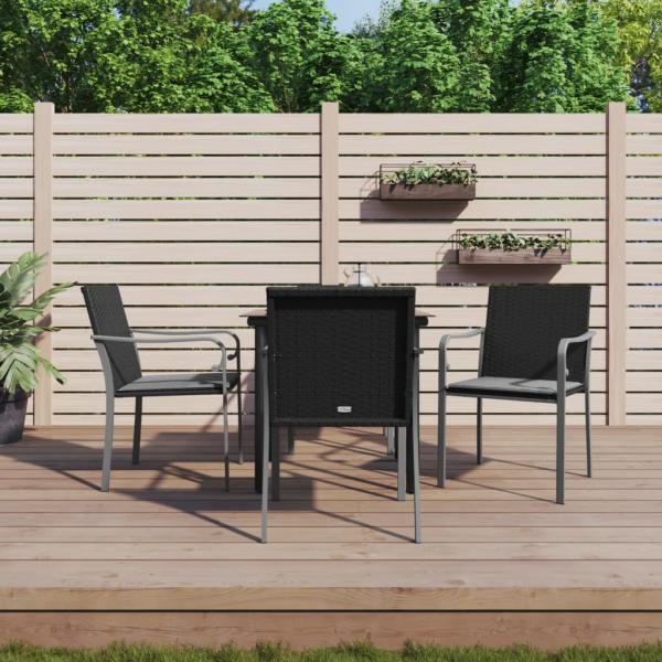 ARDEBO.de - 5-tlg. Garten-Essgruppe mit Kissen Poly Rattan und Stahl
