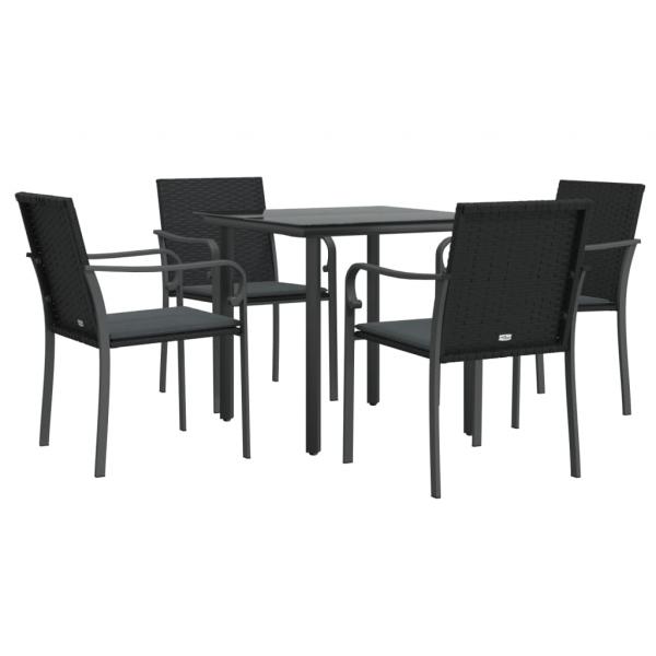 5-tlg. Garten-Essgruppe mit Kissen Poly Rattan und Stahl