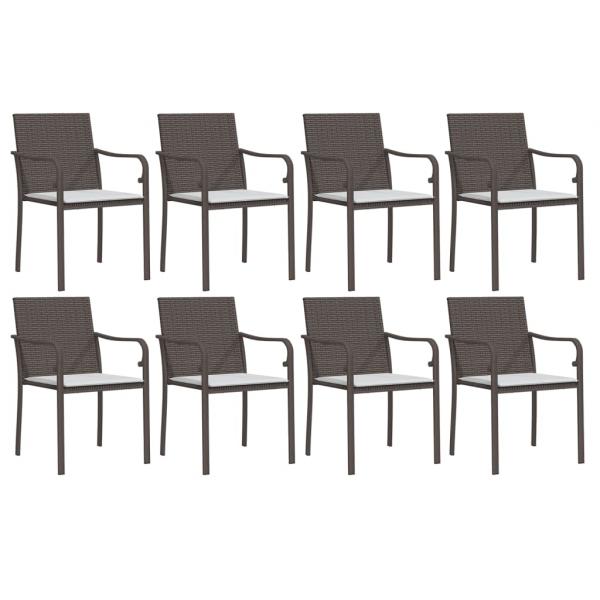 9-tlg. Garten-Essgruppe mit Kissen Poly Rattan und Stahl