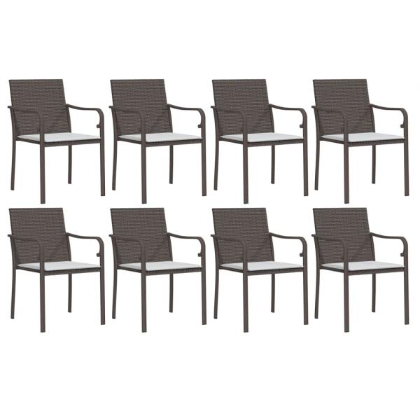 9-tlg. Garten-Essgruppe mit Kissen Poly Rattan und Stahl