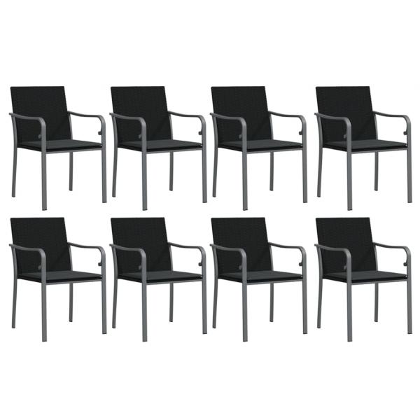 9-tlg. Garten-Essgruppe mit Kissen Poly Rattan und Stahl