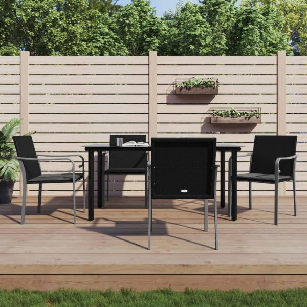ARDEBO.de - 5-tlg. Garten-Essgruppe mit Kissen Poly Rattan und Stahl