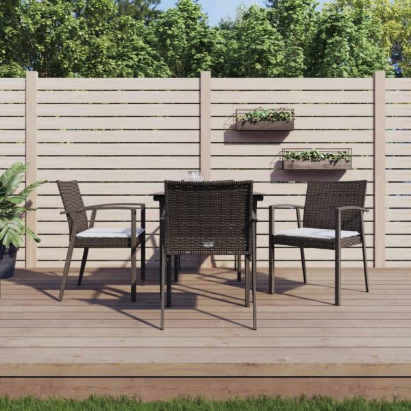 ARDEBO.de - 5-tlg. Garten-Essgruppe mit Kissen Poly Rattan und Stahl