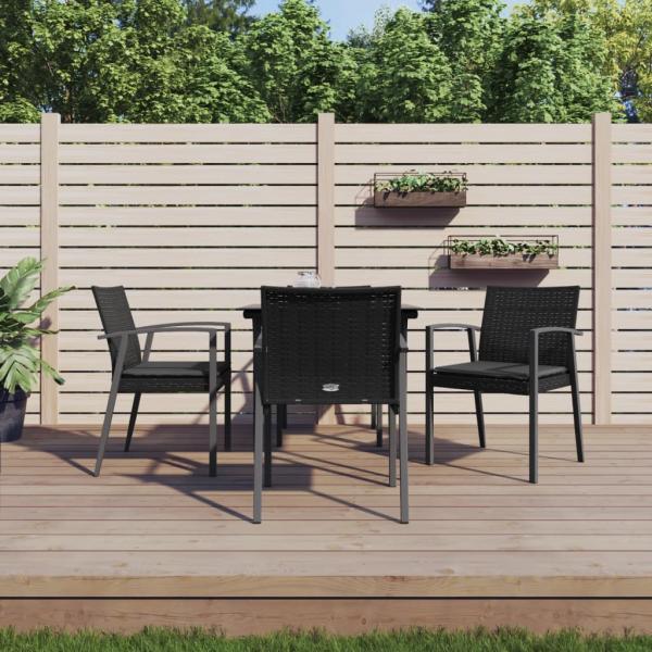 ARDEBO.de - 5-tlg. Garten-Essgruppe mit Kissen Poly Rattan und Stahl