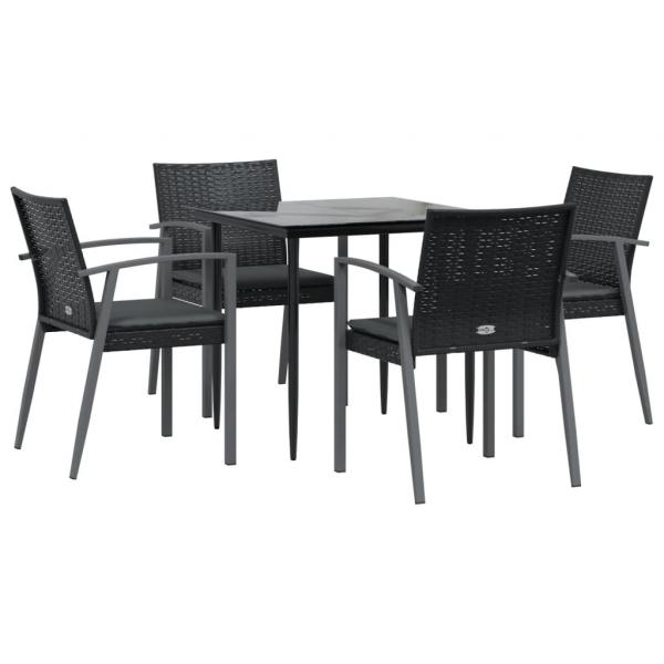 5-tlg. Garten-Essgruppe mit Kissen Poly Rattan und Stahl