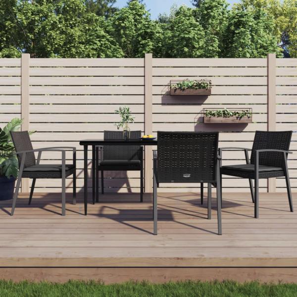 ARDEBO.de - 5-tlg. Garten-Essgruppe mit Kissen Poly Rattan und Stahl