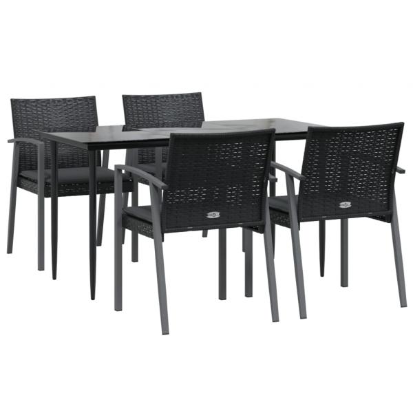 5-tlg. Garten-Essgruppe mit Kissen Poly Rattan und Stahl
