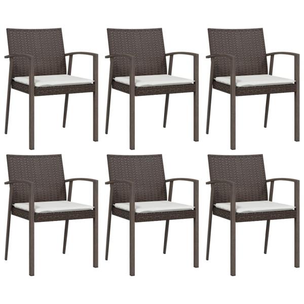 7-tlg. Garten-Essgruppe mit Kissen Poly Rattan und Stahl