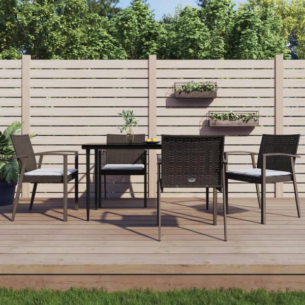 ARDEBO.de - 5-tlg. Garten-Essgruppe mit Kissen Poly Rattan und Stahl