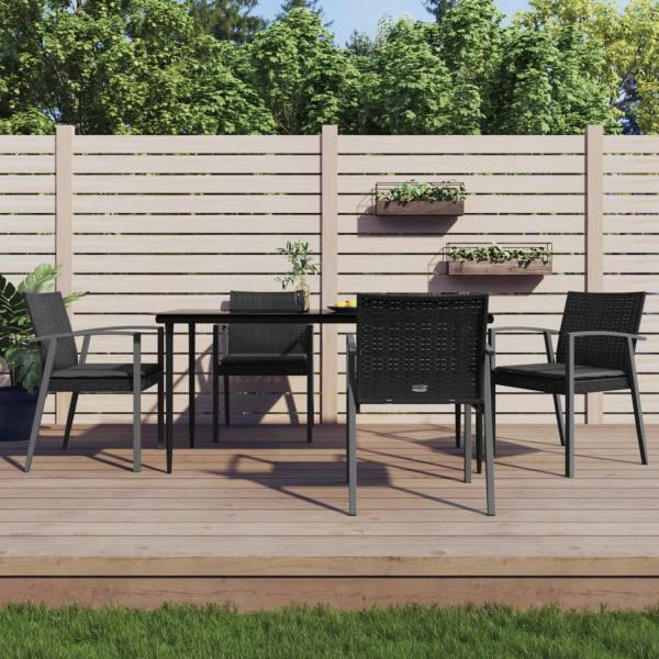 ARDEBO.de - 5-tlg. Garten-Essgruppe mit Kissen Poly Rattan und Stahl