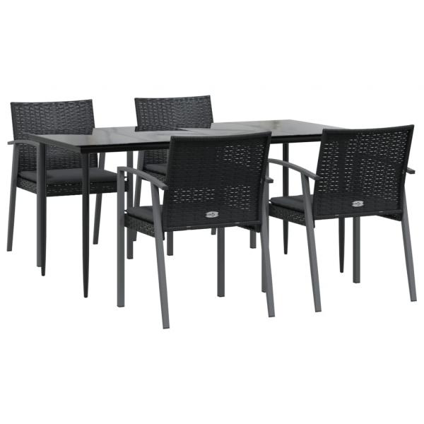 5-tlg. Garten-Essgruppe mit Kissen Poly Rattan und Stahl
