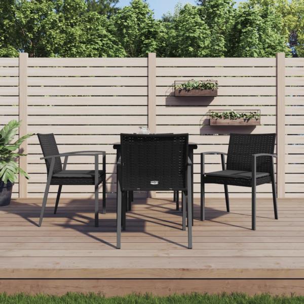 ARDEBO.de - 5-tlg. Garten-Essgruppe mit Kissen Poly Rattan und Stahl