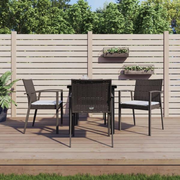 ARDEBO.de - 5-tlg. Garten-Essgruppe mit Kissen Poly Rattan und Stahl