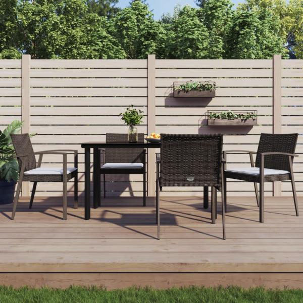 ARDEBO.de - 5-tlg. Garten-Essgruppe mit Kissen Poly Rattan und Stahl