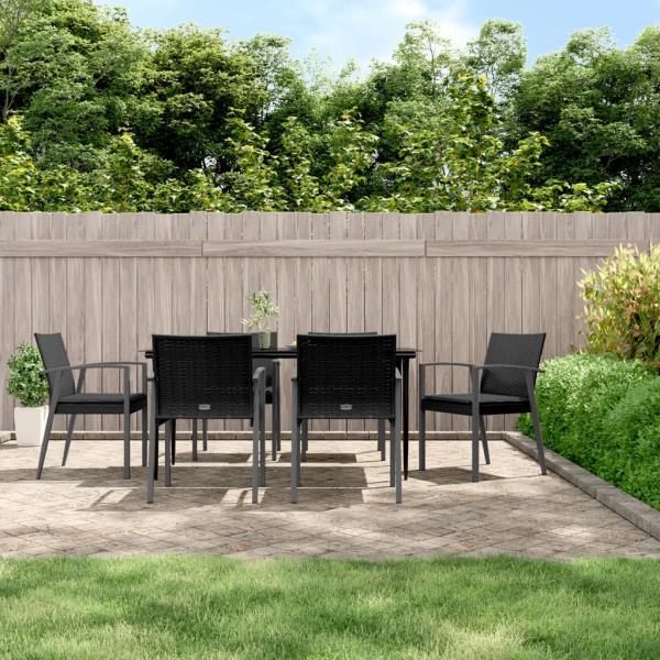 ARDEBO.de - 7-tlg. Garten-Essgruppe mit Kissen Poly Rattan und Stahl