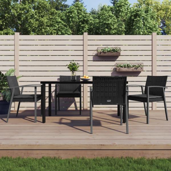 ARDEBO.de - 5-tlg. Garten-Essgruppe mit Kissen Poly Rattan und Stahl