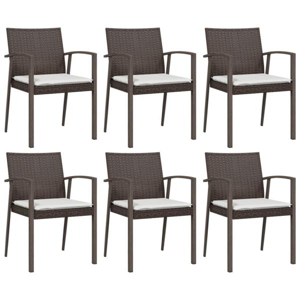 7-tlg. Garten-Essgruppe mit Kissen Poly Rattan und Stahl