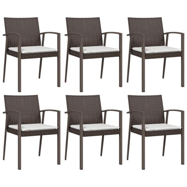 7-tlg. Garten-Essgruppe mit Kissen Poly Rattan und Stahl