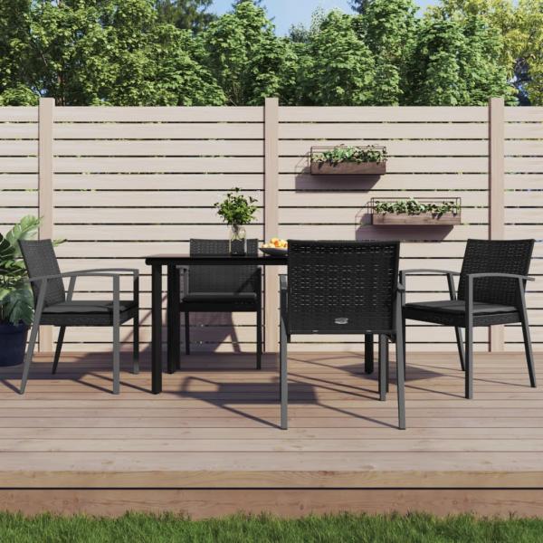 ARDEBO.de - 5-tlg. Garten-Essgruppe mit Kissen Poly Rattan und Stahl