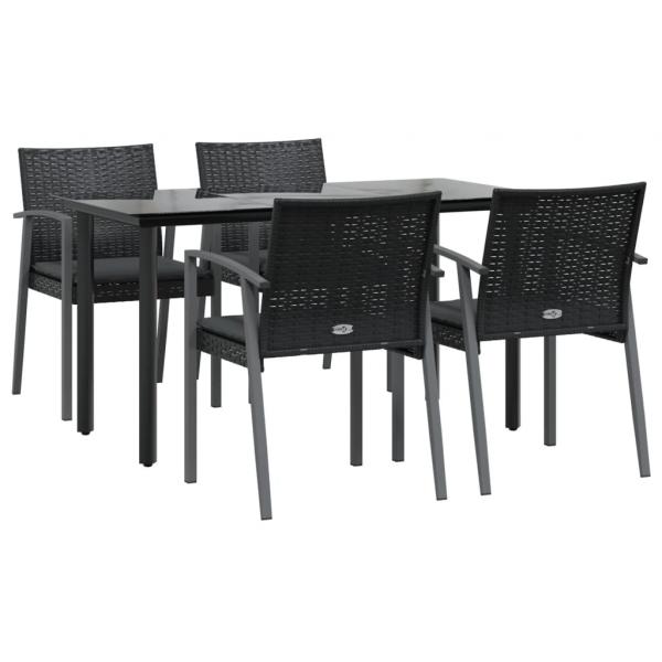5-tlg. Garten-Essgruppe mit Kissen Poly Rattan und Stahl