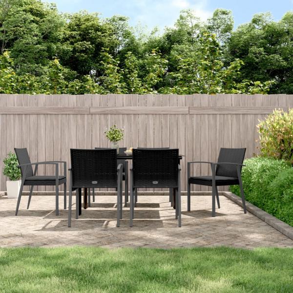 ARDEBO.de - 7-tlg. Garten-Essgruppe mit Kissen Poly Rattan und Stahl